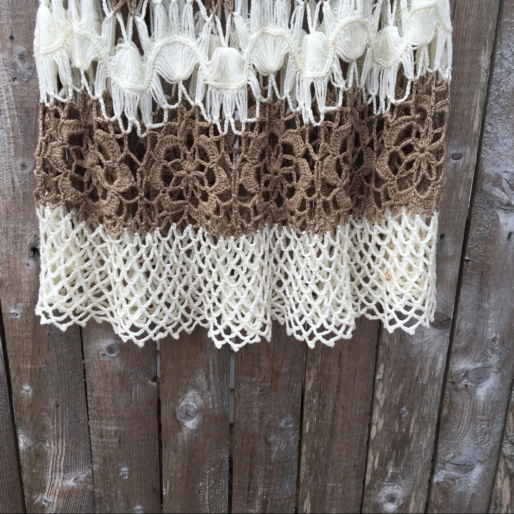 Hazel Anthro Tan And White Crocheted Tank Top Sz S - Picture 5 of 9